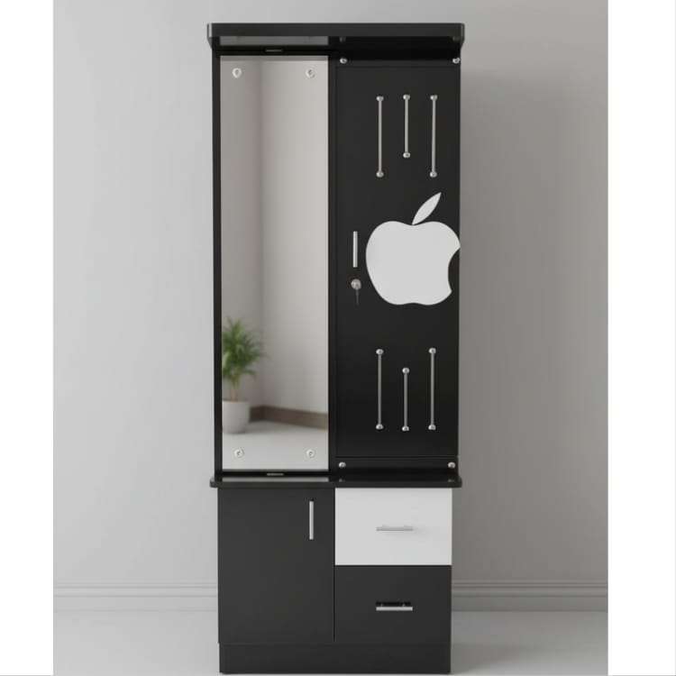 Black Apple Design Dressing Table with Mirror and Storage